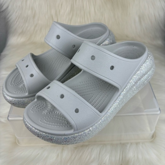 CROCS CLASSIC CRUSH GLITTER WEDGE SANDALS -SLIPON SHOES SIZE 9W-7M - Picture 2 of 8